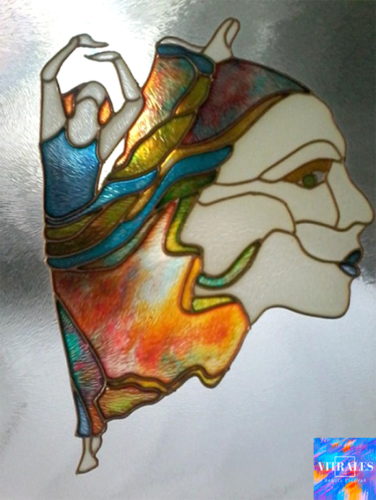Adorno vitral pintado bailarina