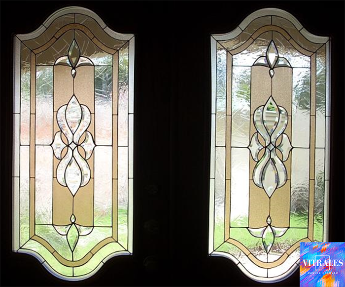 Puerta principal vitral Tiffany biselados pares copia