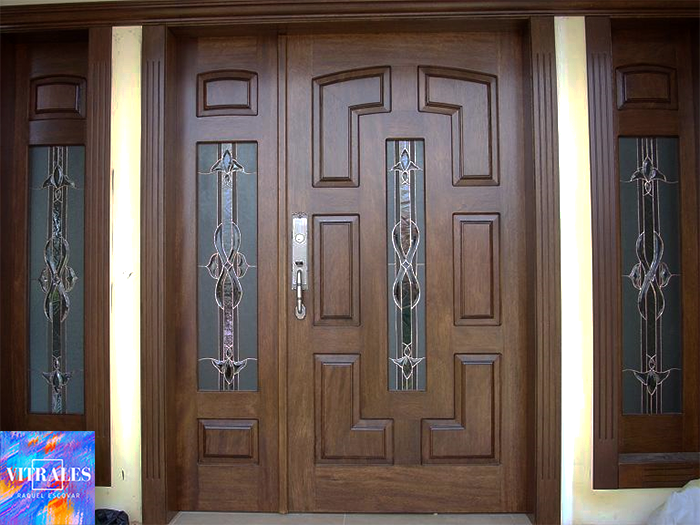 Puerta principal y tarjeteros vitral Tiffany biselados copia